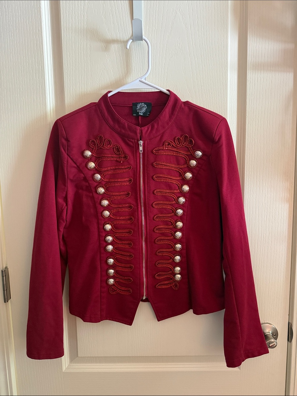 Marching band/military style Hearts & Roses zip up red jacket size 10
